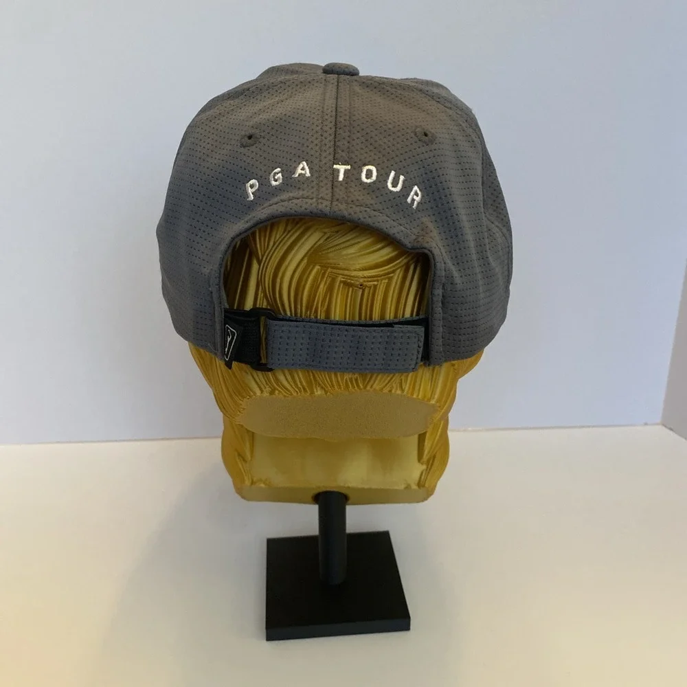 PGA Tour Airflux Mesh Adjustable Golf Hat Cap, Gray With‎ Pink Logo
